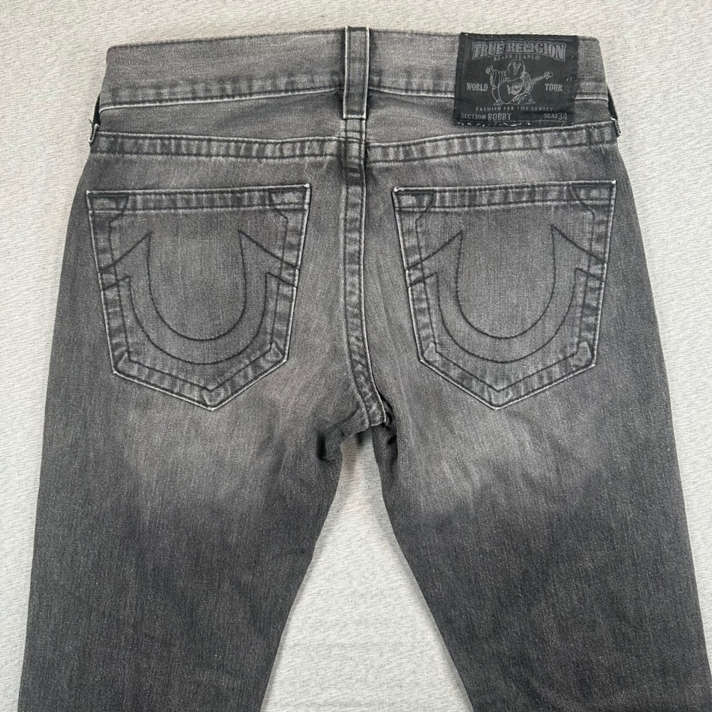 VTG True Religion Bobby Jeans Mens 30 Straight Leg Gray Faded Denim USA Made - Picture 1 of 12
